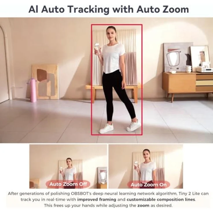 OBSBOT Tiny 2 Lite, 4K Webcam mit KI-Tracking, Gestensteuerung und 1080P@60fps HDR – Bild 3