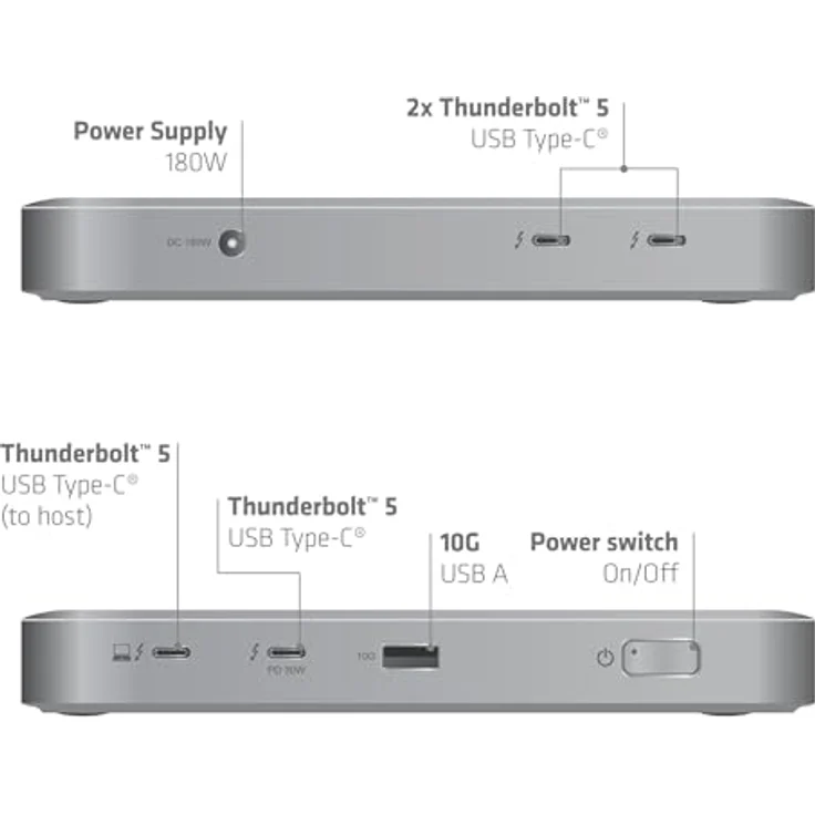 Club3D CSV-2563, Thunderbolt™ 5 Hub mit Triple Video 5K60Hz, zertifiziert, 180W, inklusive Thunderbolt Share – Bild 4