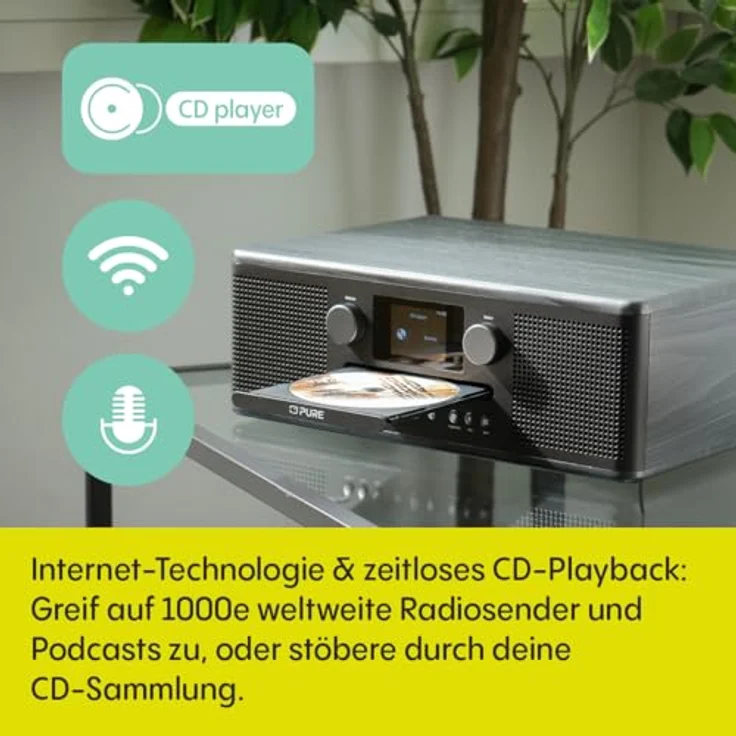 Pure Classic C-D6i All-in-One Internetradio mit WLAN, DAB+/FM, Bluetooth 5.3, CD-Player, USB, AUX, 150 Speicherplätze, 2X 15W Stereo-Sound, Farbdisplay, Wecker & Sleep-Timer in Schwarz – Bild 5