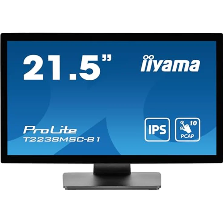 iiyama Prolite T2238MSC-B1 54,5cm 21,5" IPS LED-Monitor Full-HD 10 Punkt Multitouch Optical-Bonded kapazitiv HDMI DP USB3.2 Anti-Fingerprint IP1X 7H Metallgehäuse schwarz – Bild 1
