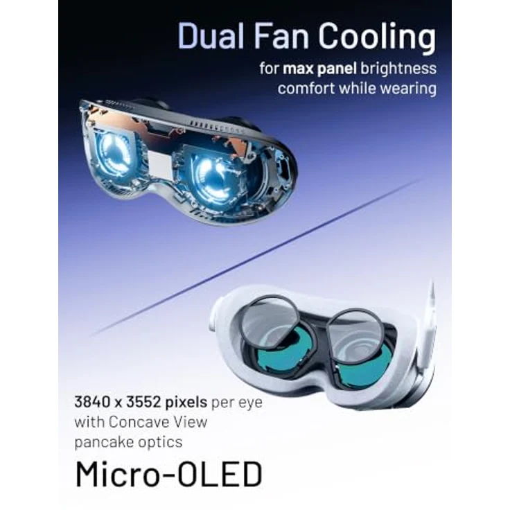 Pimax Dream Air SLAM, VR-Brille mit 3.840 x 3.552 Pixeln, ultraleicht, DFR-fähiges Eye-Tracking, Hand-Tracking, 110° HFOV – Bild 6