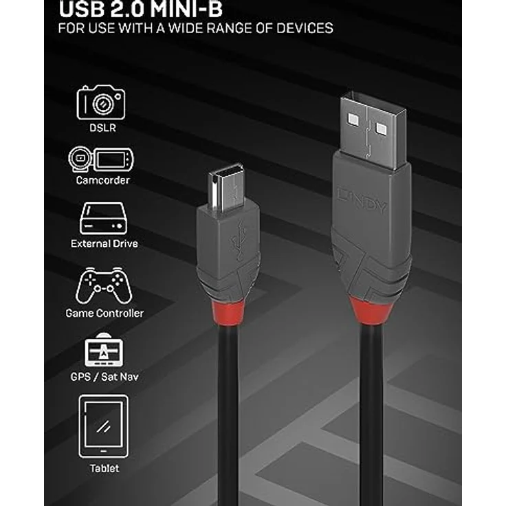 Lindy USB 2.0 Kabel Typ A/Mini-B Anthra Line M/M 1m (36722) - Preisvergleich – Bild 3