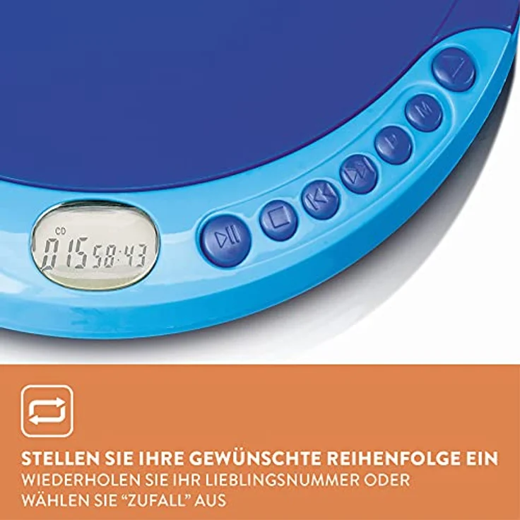 Lenco CD-011 - Tragbarer CD-Player Walkman - Diskman - CD Walkman - Mit Kopfhörern und Micro USB Ladekabel - Blau – Bild 5