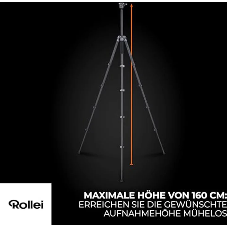 Rollei Easy Traveler Carbonstativ - 5 kg Tragkraft, 160 cm Höhe, Ultraleicht, Kompakt, Mühelose Feststellfunktion – Bild 3