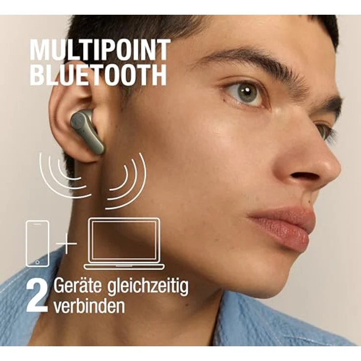 Fresh 'n Rebel Twins Rise, kabellose In-Ear-Bluetooth-Kopfhörer mit Geräuschunterdrückung, Ambient Modus, Multipoint-Bluetooth, In-Ear-Sensorik, spritzwassergeschützt, 30 h Spielzeit (Dried Green) – Bild 5