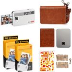 KODAK Mini 2 Retro 4PASS Mobiler Fotodrucker (5,3x8,6cm) - Gift Paket met 68 Blatts, Weiß