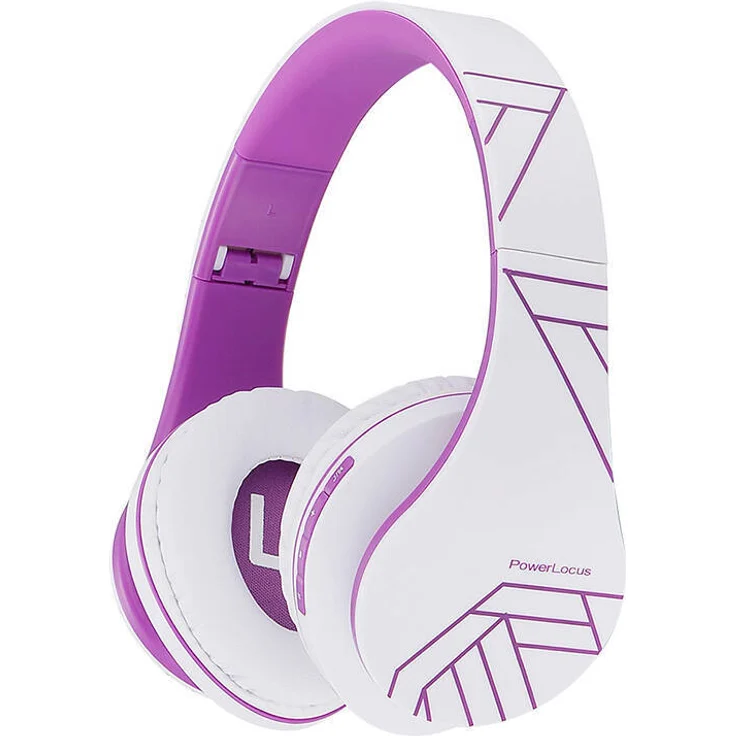 PowerLocus P2, Drahtlose Kopfhörer mit 20 Stunden Akkulaufzeit, weiß-lila, Bluetooth 5.3