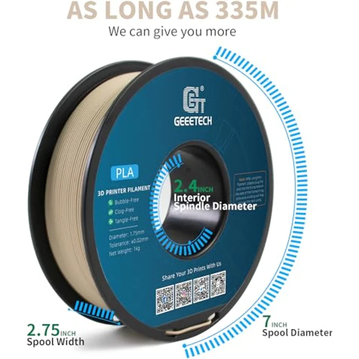 GEEETECH Filament PLA 1.75mm, Holz, 1kg Spule, ±0.02mm Toleranz, 190-220°C Temperaturbereich – Bild 5