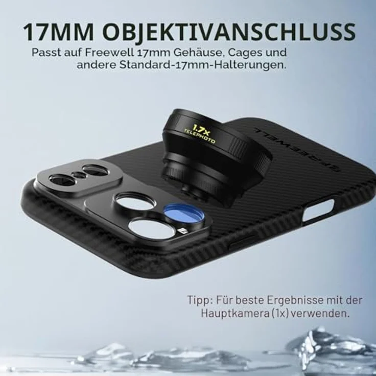 Freewell 1.7x Smartphone Telephoto Lens, 17-mm-Anschluss mit robustem Aluminiumgehäuse, ideal für Porträts und Streetfotografie – Bild 3