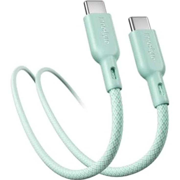 InnoStyle USB-C Schnellladekabel 60W, 2m Mint, kompatibel mit iPhone & Samsung, hochgeschwindigkeits-Datenübertragung