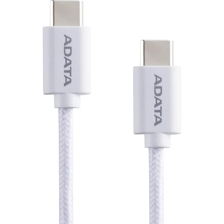 ADATA CACC-100PN-WH, USB 2.0 Kabel USB-C > USB-C, 1 Meter, PD 3.0, 100 Watt Schnellladung, Weiß