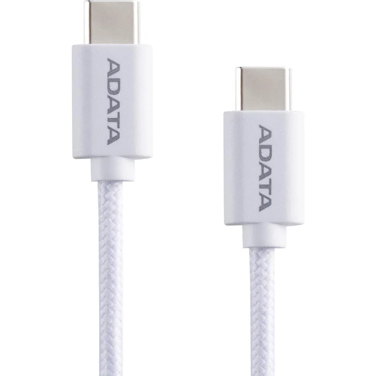 ADATA CACC-100PN-WH, USB 2.0 Kabel USB-C > USB-C, 1 Meter, PD 3.0, 100 Watt Schnellladung, Weiß