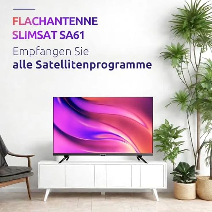 STRONG SlimSat SA 61 Single Satelliten Flachantenne [integrierter LNB, SAT, für 1 Teilnehmer, inklusive Halterung, Antenne, Satschüssel] weiß – Bild 3