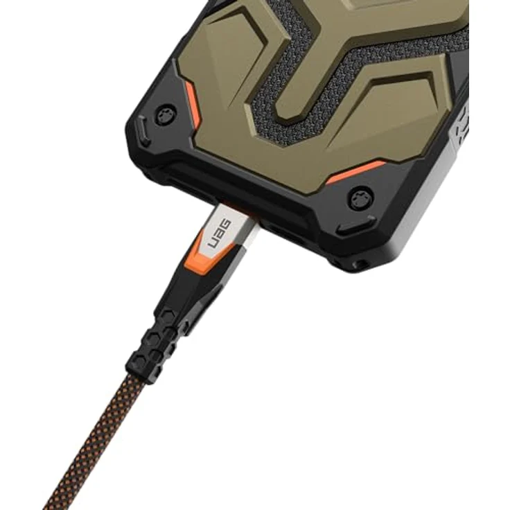 URBAN ARMOR GEAR UAG SRGE USB 3.2 Gen 2 240W 20Gbps USB-C auf USB-C Kabel, 0,8 m, robustes, verstärktes SuperSpeed-Schnellladekabel mit Gurt, kompatibel mit iPhone 16, Galaxy S24 & MacBook, Schwarz – Bild 4