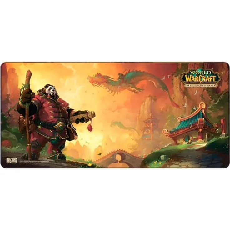 Dark Project World of Warcraft Gaming-Mauspad, Pandaren mit Laternen, XL, 90 x 42 x 0,4 cm, wasserabweisend, rutschfeste Gummibasis, verschleißfeste Kanten