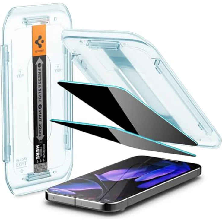 Spigen Glas.tR EZ Fit Sichtschutz Schutzfolie für Google Pixel 9/9 Pro, 2er Set, Privacy Schutz, kratzfest, 9H Härte – Bild 1