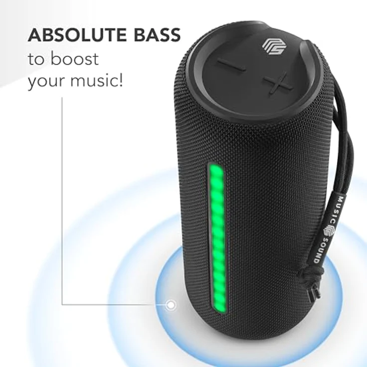Music Sound Hype 20, Bluetooth-Lautsprecher mit 20 W Leistung, wasserdicht nach IPX6, schwarz, mit RGB-Lichtern und 5 Stunden Spielzeit – Bild 4