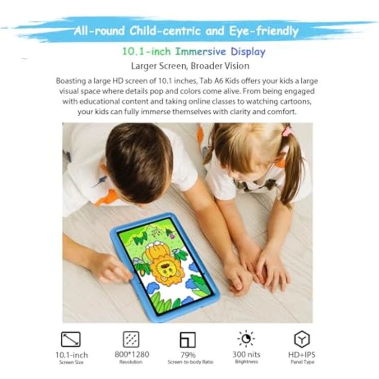 Blackview Tab A6 Kids, Kinder Tablet 10,1" HD, Octa-Core, 12GB RAM, 128GB Speicher, Wi-Fi 6, Android 14, EVA-Schutzhülle – Blau – Bild 6