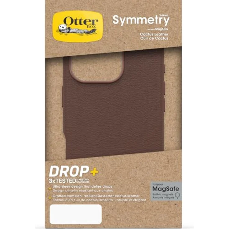 OtterBox Symmetry Series Cactus Leather MagSafe Hülle für iPhone 16 Pro, stoßfest, sturzsicher, Braun – Bild 5