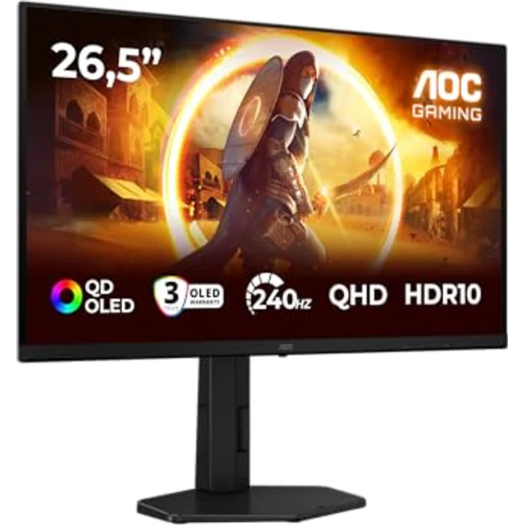 AOC Gaming Q27G4ZDR - 27 Zoll QHD OLED Monitor, 240Hz, 0.03ms Reaktionszeit, G-Sync kompatibel, HDR10, schwarz-rot – Bild 1