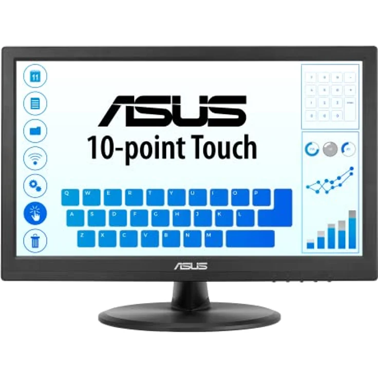 ASUS Touch VT169HE - 15,6 Zoll HD Monitor - 10 Punkt Multi-Touch PCAP, Flimmerfrei, Blaulichtfilter, 60 Hz, 16:9 IPS Panel, 1920x1080 - HDMI, D-Sub, Vesa 75x75, Schwarz – Bild 1