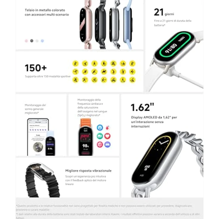 Xiaomi Mi Smart Band 9 Fitness-Tracker 1,62” AMOLED AOD Use Smartwatch, dynamisches Metalldesign, mehr als 150 Sportmodi – Bild 3