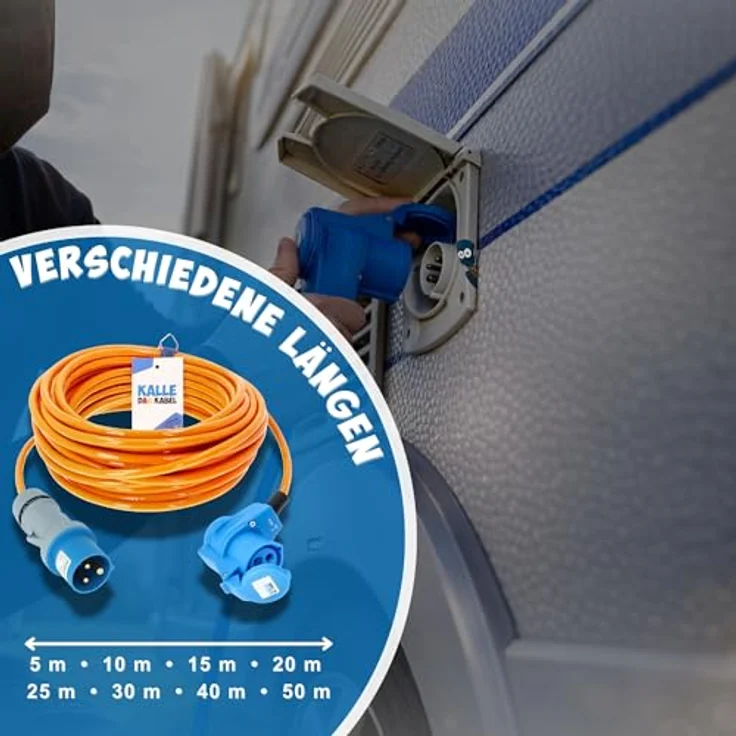 KALLE DAS KABEL CEE Verlängerung 2,5mm² Winkel 15 Meter, hochflexible Polyurethanleitung in SIGNAL Farbe, geruchsneutral – Bild 4