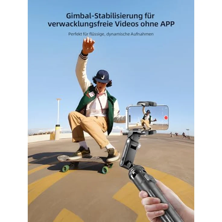 Rollei Easy Creator Gimbal mit AI Tracking 360, Automatische Gesichtsverfolgung Selfie Stick in Schwarz – Bild 2