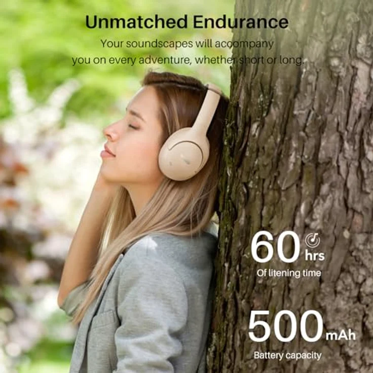 TOZO HT2 Kabelloser Bluetooth Kopfhörer Over-Ear mit Hybrid Active Noise Cancelling, 56 Stdn. Spielzeit, Hi-Res Audio, Kristallklare Anrufe, Tiefer Bass, APP Steuerung - Khaki – Bild 5
