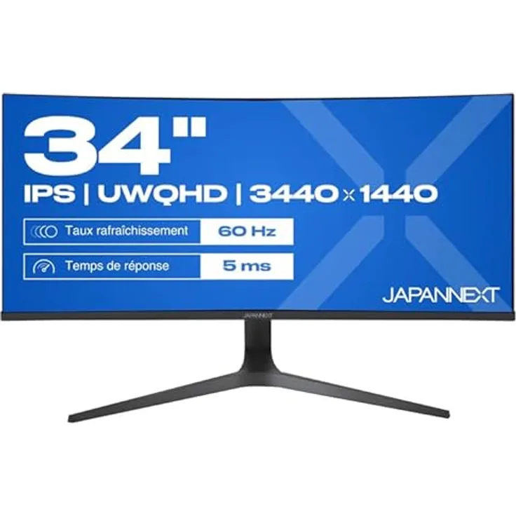 JapanNext Curved Gaming Monitor, 86,4 cm (34 Zoll), UWQHD, 60Hz, IPS-Panel mit breiten Betrachtungswinkeln
