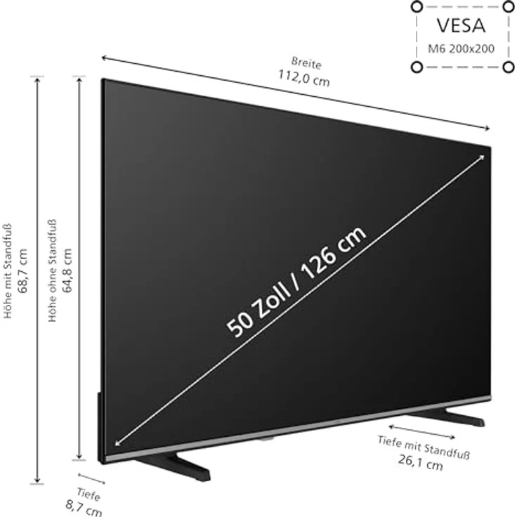 JVC Fernseher 50 Zoll Smart TV VIDAA LT-50VD3555 4K Fernseher UHD, HDR TV mit Dolby Vision und Triple-Tuner in schwarz – Bild 3