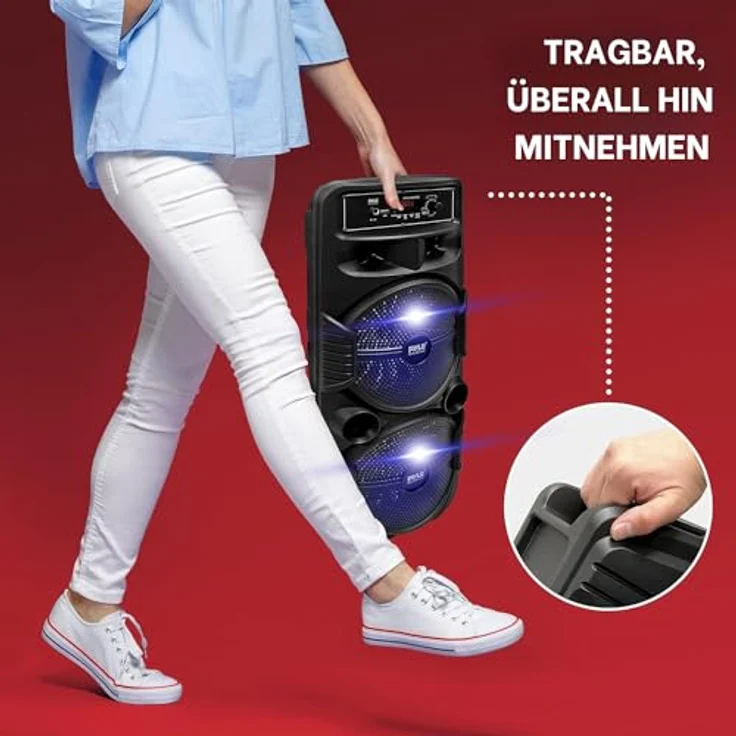 Pyle Partybox, Bluetooth Lautsprecher 600W mit Disco-LED Lichteffekten und 3 Eingängen – Bild 7