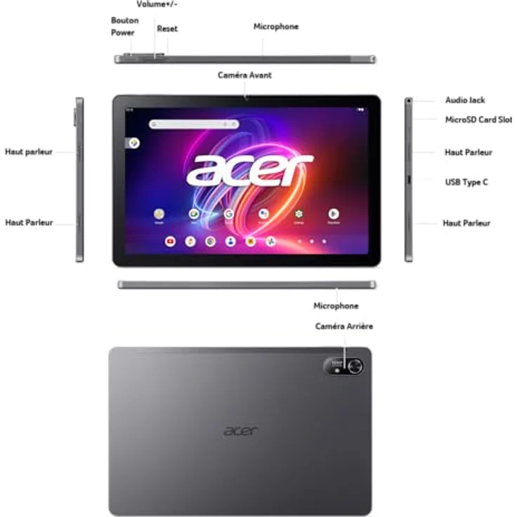 Acer Iconia Tab P11 Tablet Touchscreen 11 Zoll 2K WUXGA IPS mit Portfolio Case, 8 GB RAM, 128 GB SSD, schwarz, Metall-Finish – Bild 3