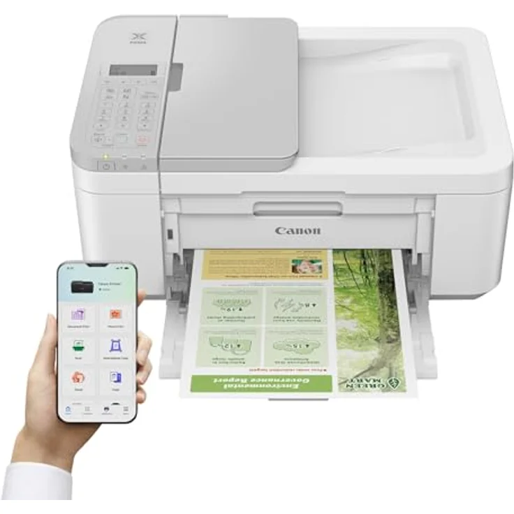 Canon PIXMA TR4756i Multifunktionsdrucker 4in1 (Tintenstrahl, Drucken, Kopieren, Scannen, Faxen, A4, WLAN, Apple AirPrint, 20 Blatt ADF, Duplexdruck, kompatibel mit Pixma Print Plan ABO) weiß – Bild 3