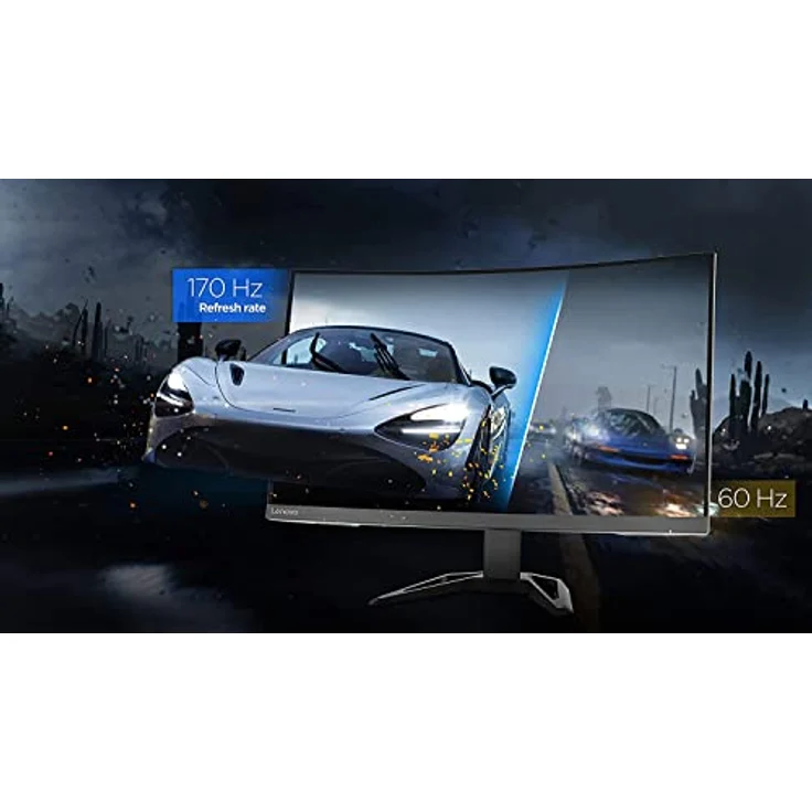 Lenovo G32qc-30 31,5" 2K Gaming Monitor 2560x1440 170Hz 350 nits 0,5ms Reaktionszeit HDMI DisplayPort AMD FreeSync Premium integr. Lautsprecher höhenverstellbar schwarz – Bild 3