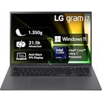 LG Gram 17 2024 17Z90S-G.AA79G 17 Zoll Notebook - 1350g Intel Core Ultra7 Laptop (16GB RAM, 1TB Dual SSD, 21,5h Akkulaufzeit, IPS Panel Anti-Glare Display, Win 11 Home) - Grau