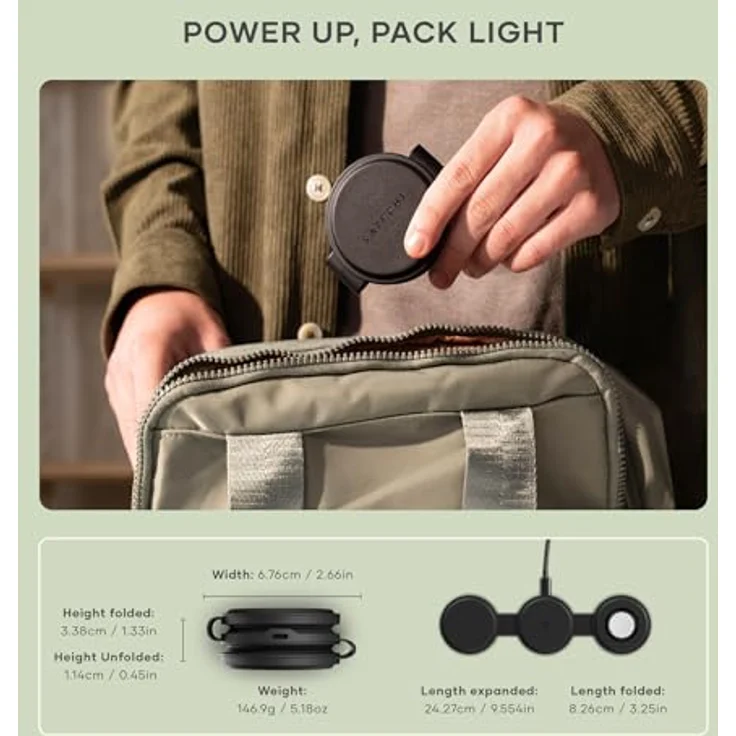 Satechi Onthego 3-in-1 Wireless Charger, vielseitiges Ladegerät für iPhone, Apple Watch und AirPods, schwarz, 15W Qi2 Technologie – Bild 4