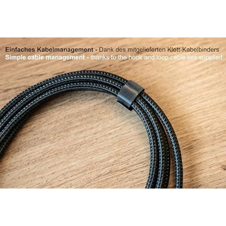GoodConnections USB-C 2.0 Anschlusskabel 3m, Textilmantel, 240W, Anthrazit – Bild 7