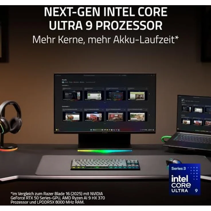 Razer Blade 16, 16" QHD+ 240Hz OLED Gaming Laptop, Intel Core Ultra 9 386H, 32GB RAM, 2TB SSD, NVIDIA GeForce RTX 5090, schwarz, Windows 11 – Bild 4