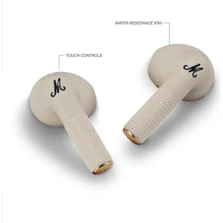 Marshall Minor IV In-Ear-Kopfhörer, True Wireless mit Sprachsteuerung und Bluetooth, über 30 Stunden Akkulaufzeit, wasserresistent, Lederstruktur – Bild 2