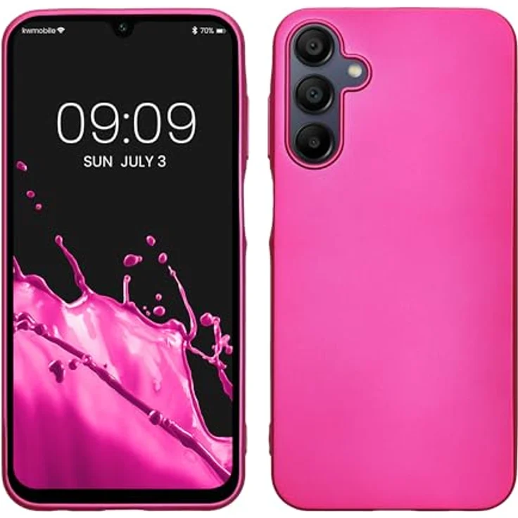 kwmobile Case kompatibel mit Samsung Galaxy A15 5G - Silikon Schutzhülle metallisch schimmernd in Metallic Pink, rutschfest und reißfest – Bild 1