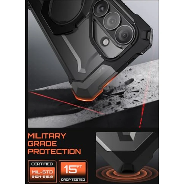 SUPCASE Unicorn Beetle Grip Hülle für Samsung Galaxy S26 6,3'' mit Ringhalter, kabellos ladbar, schwarz, stoßfest und rutschfest – Bild 5