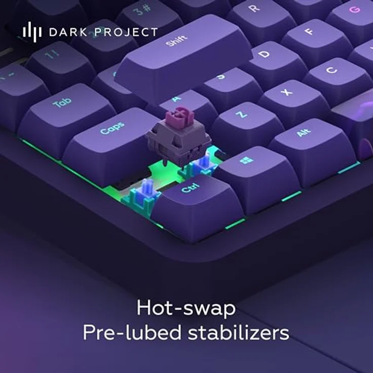 Dark Project ALU87B Celestial, Mechanische Gaming-Tastatur mit ISO Multi-Layout, Hot-Swap, G3MS Voidstone gefetteten Schaltern, gefetteten Stabilisatoren, Flex Gasket Mount, Aluminium, TKL 80%, RGB – Bild 4