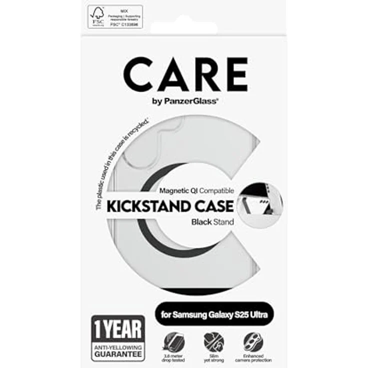 Panzerglass Care Schutzhülle für Samsung Galaxy S25 Ultra, 360° Aluminiumständer, freihändiges Betrachten, recycelt, transparent – Bild 4