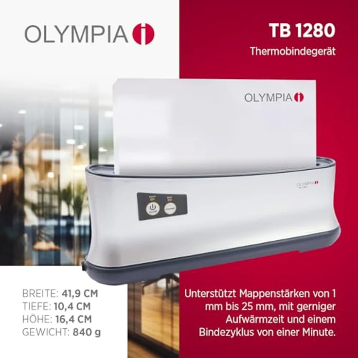 Olympia TB 1280 Thermobinder (Automatische Abschaltung, Schnelles Aufwärmen, Bis 200 Blatt, Bindegerät für Thermo-Bindemappen, Thermobindemaschine DIN A4 für Büro) – Bild 3