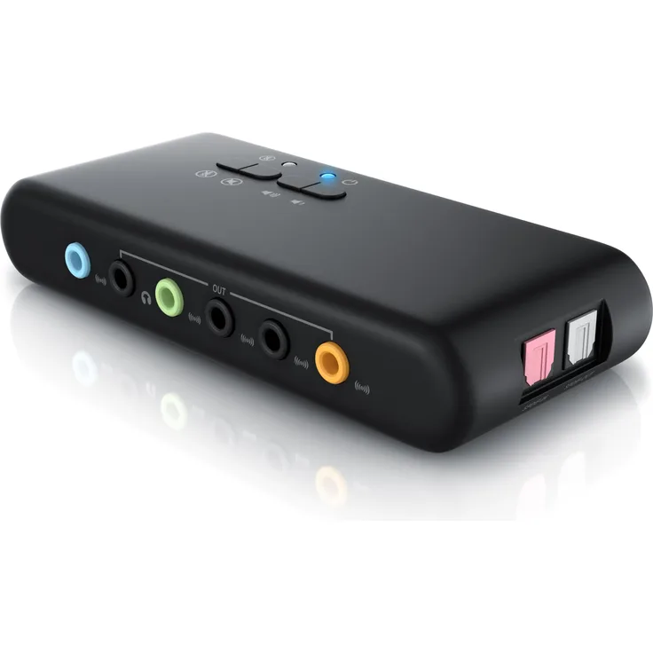 CSL USB-Soundkarte 7.1 Surround, Extern, für bis zu 8 Lautsprecher, Dynamic 3D Surround, Schwarz