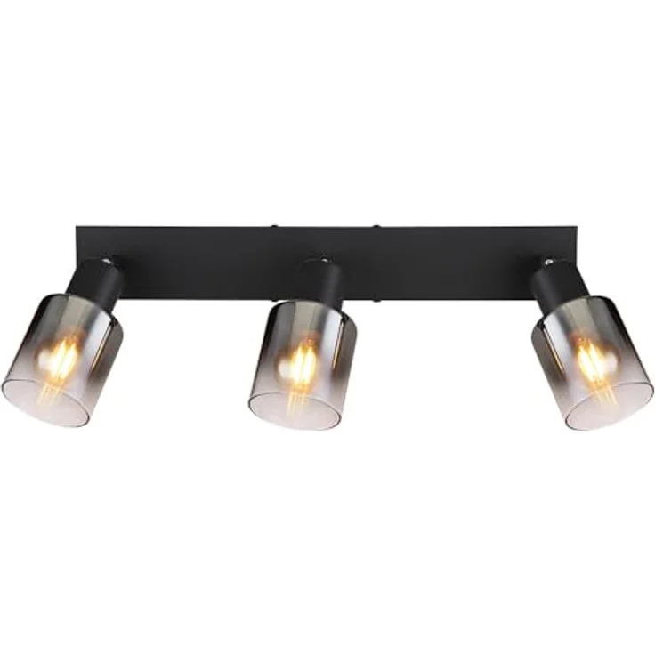 Globo Lighting Globo Deckenleuchte Hubertus 3-flammig 54308-3, rauch/klar/schwarz, bewegliche Spots, 3x E14 Fassungen – Bild 5
