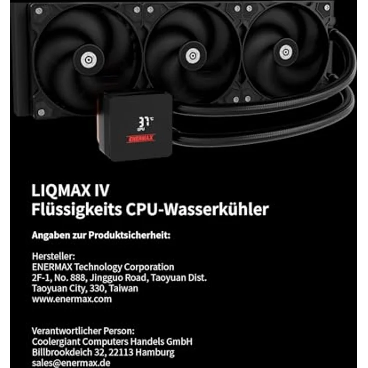ENERMAX LIQMAX IV 360mm AIO CPU Wasserkühlung, Dual Chamber, TDP 380W+, Intel LGA 1851/1700/115x/2066 & AMD AM5/AM4, Digitalanzeige, 3x 120mm PWM Performance Flow Fan, ELC-LMIV360-SF – Bild 4