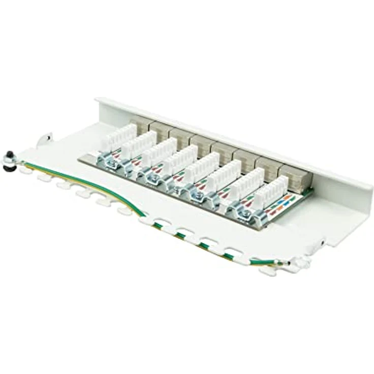 Patchpanel/Patchfeld - Desktop - Cat. 6A, 500 MHz - 10-GIGABIT-fähig - 8-Port - 0,5 HE - STP geschirmt - werkzeugloses Öffnen - Reinweiß (RAL9010) – Bild 2