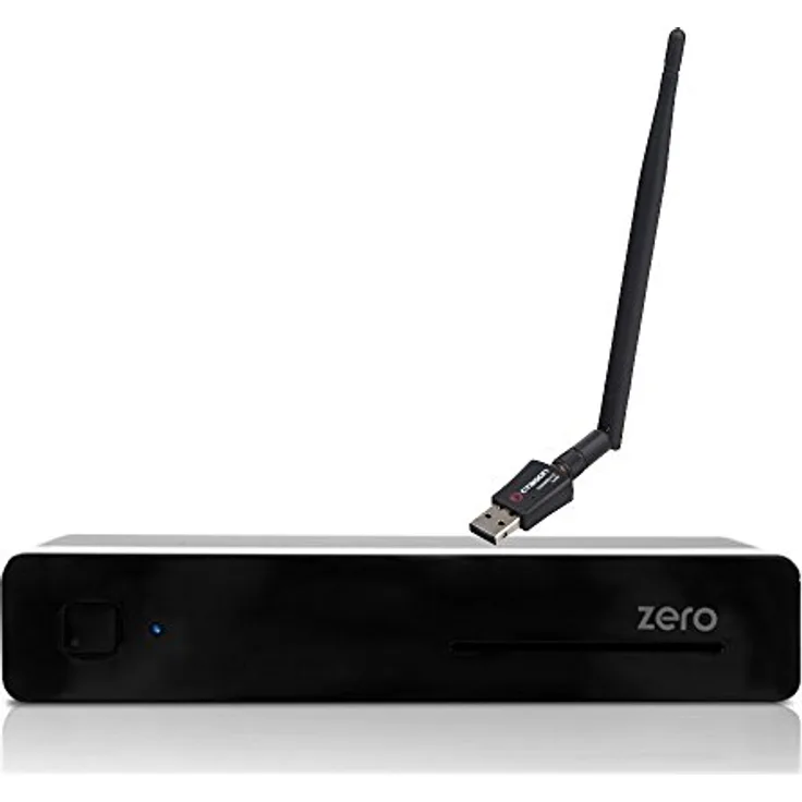 VU+ Plus Zero E2 Linux Full HD H265 Sat 1x DVB-S2 Receiver Schwarz + 300Mbit Wlan Stick mit 5dB Antenne, Sat-Receiver mit WiFi Stick